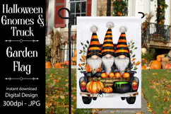 Halloween Gnome Garden Flag, Gnomes in Pickup Truck, d8 Product Image 1