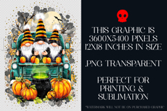 Halloween Gnomes in a Pickup, Gnome PNG, Sublimation Gnome 2 Product Image 2