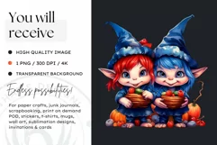 Halloween Gnome Clipart PNG, Red and blue Product Image 2