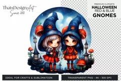 Halloween Gnome Clipart PNG, Red and blue Product Image 1