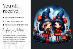 Halloween Gnome Clipart PNG, Red and blue Product Image 2