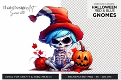 Halloween Gnome Clipart PNG, Red and blue Product Image 1