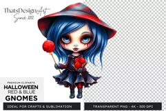 Halloween Gnome Clipart PNG, Red and blue Product Image 1