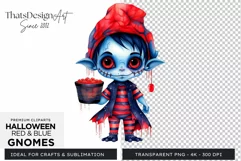 Halloween Gnome Clipart PNG, Red and blue Product Image 1