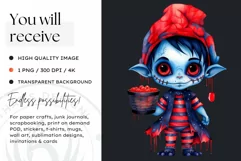 Halloween Gnome Clipart PNG, Red and blue Product Image 2