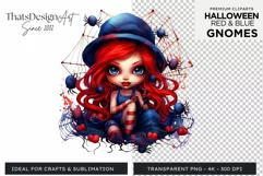 Halloween Gnome Clipart PNG, Red and blue Product Image 1