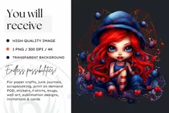Halloween Gnome Clipart PNG, Red and blue Product Image 2