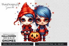 Halloween Gnome Clipart PNG, Red and blue Product Image 1