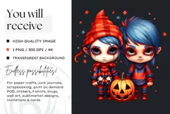 Halloween Gnome Clipart PNG, Red and blue Product Image 2