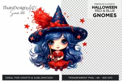Halloween Gnome Clipart PNG, Red and blue Product Image 1