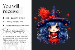 Halloween Gnome Clipart PNG, Red and blue Product Image 2