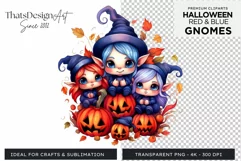 Halloween Gnome Clipart PNG, Red and blue Product Image 1