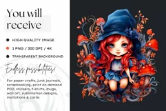 Halloween Gnome Clipart PNG, Red and blue Product Image 2