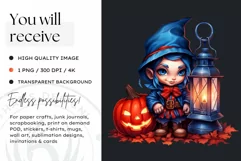 Halloween Gnome Clipart PNG, Red and blue Product Image 2