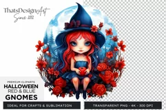 Halloween Gnome Clipart PNG, Red and blue Product Image 1