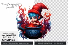 Halloween Gnome Clipart PNG, Red and blue Product Image 1