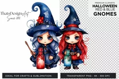 Halloween Gnome Clipart PNG, Red and blue Product Image 1