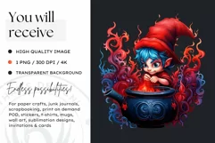 Halloween Gnome Clipart PNG, Red and blue Product Image 2