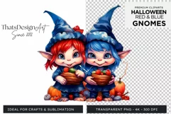 Halloween Gnome Clipart PNG, Red and blue Product Image 1