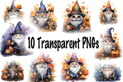 Halloween Gnomes Clipart Bundle | 10 Cute Watercolor Gnomes Product Image 11
