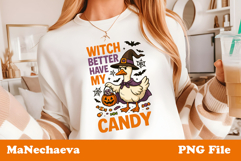 Funny Halloween Goose Sublimation | Witch Candy PNG Product Image 2