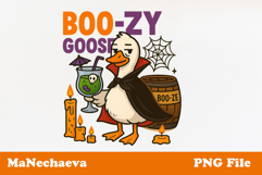 Funny Halloween Goose Sublimation | Boozy Vampire PNG Product Image 1
