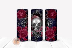 Halloween Gothic Skinny Tumbler Wrap 20 Oz Skull And Roses 