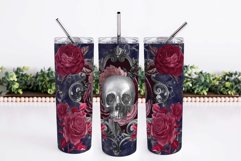 Halloween Gothic Skinny Tumbler Wrap 20 Oz Skull And Roses 