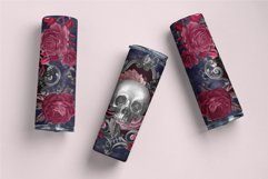 Halloween Gothic Skinny Tumbler Wrap 20 Oz Skull And Roses 