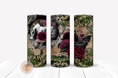 Goth Skinny Tumbler, Sublimation Tumbler, Printable Png Design, Skinny Tumbler 20 OZ, Gothic Skull Roses, Spooky Sublimation, Seamless Full Wrap, PNG For Sublimation, Vintage Halloween, Horror Tumbler Decal, Tumbler Wrap PNG, Seamless Full Wrap