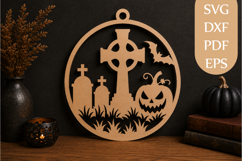 Halloween Graveyard Cross Pumpkin SVG Product Image 1