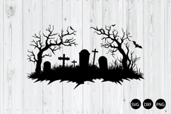 Halloween Graveyard with Tombstone SVG, Halloween SVG Product Image 1