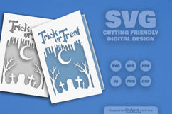 Halloween Greeting Card Papercut SVG Product Image 2