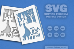 Halloween Greeting Card Papercut SVG Product Image 1