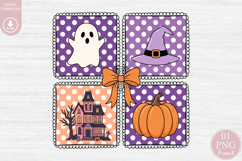 Halloween Grid Sublimation, Coquette Bow Halloween PNG Product Image 1