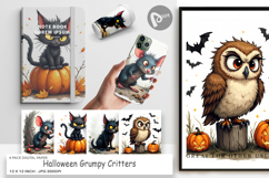 Digital Paper Halloween Grumpy Critters Product Image 1