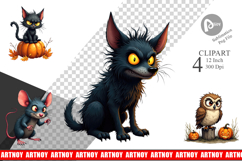 Halloween Grumpy Critters Clipart Product Image 1