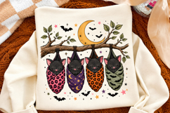 Halloween Hanging Bats PNG,Moon and Branch Design Product Image 2