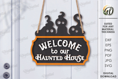 Halloween Hanging Door Sign Laser Cut. Welcome Sign SVG Product Image 1