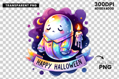 halloween happy candle ghost png, cute halloween ghost clipart, kawaii ghost with candle design, halloween cozy ghost printable, halloween ghost sublimation png, spooky cute candle ghost art, halloween ghost décor design, happy halloween ghost illustratio