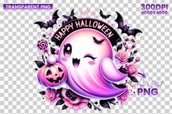happy halloween pink ghost png, cute ghost clipart, pastel halloween sublimation, girly spooky png, kawaii ghost design, halloween pink clipart, spooky cute ghost png, halloween sublimation design, pink halloween ghost art, pastel spooky clipart
