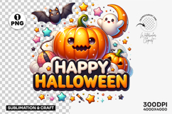 Happy Halloween Pumpkin Ghost Clipart PNG Sublimation Design Product Image 1