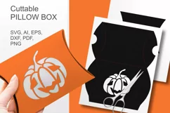 Halloween Happy Pumpkin Pillow Favor Box Paper Cut Template - design by Print Cut Hang