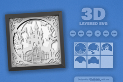 Haunted Castle Layered Papercut 3D SVG Product Image 1
