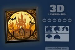 Haunted Castle Layered Papercut 3D SVG Product Image 2