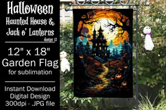 Halloween Garden Flag, Haunted House Scary Jack o' Lanterns Product Image 1