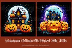 Halloween Backgrounds, Halloween Haunted House Pumpkins s1 Product Image 2