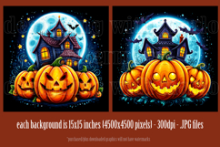 Halloween Backgrounds, Halloween Haunted House Pumpkins s1 Product Image 3