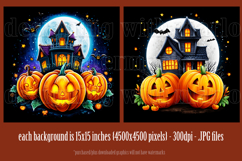 Halloween Backgrounds, Halloween Haunted House Pumpkins s2 Product Image 2