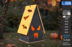 Halloween Haunted House Lantern Laser Cut | Candle Holder Product Image 1